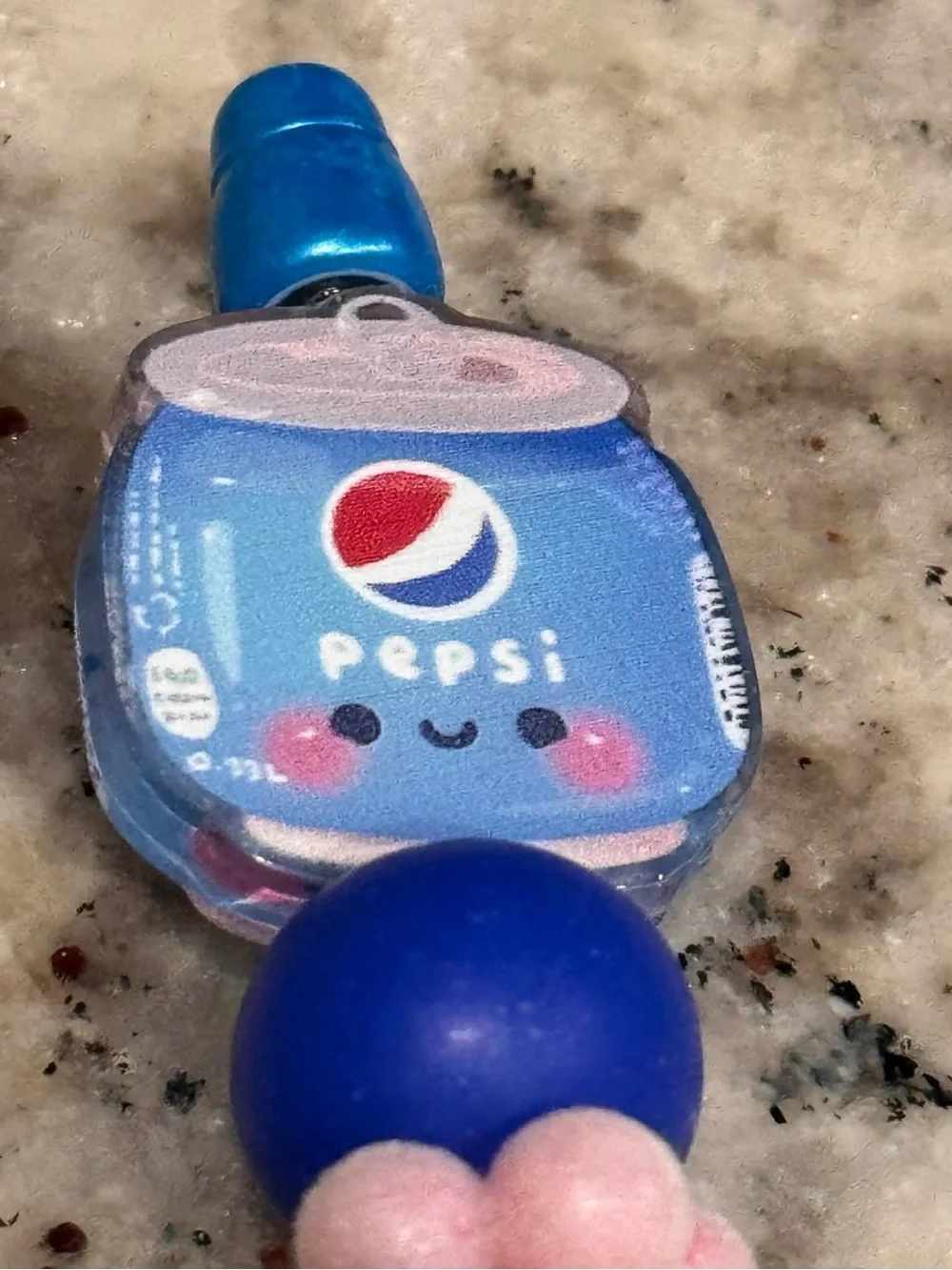 Pepsi Decorative Blue Ballpoint Pen with Red and Pink Beads